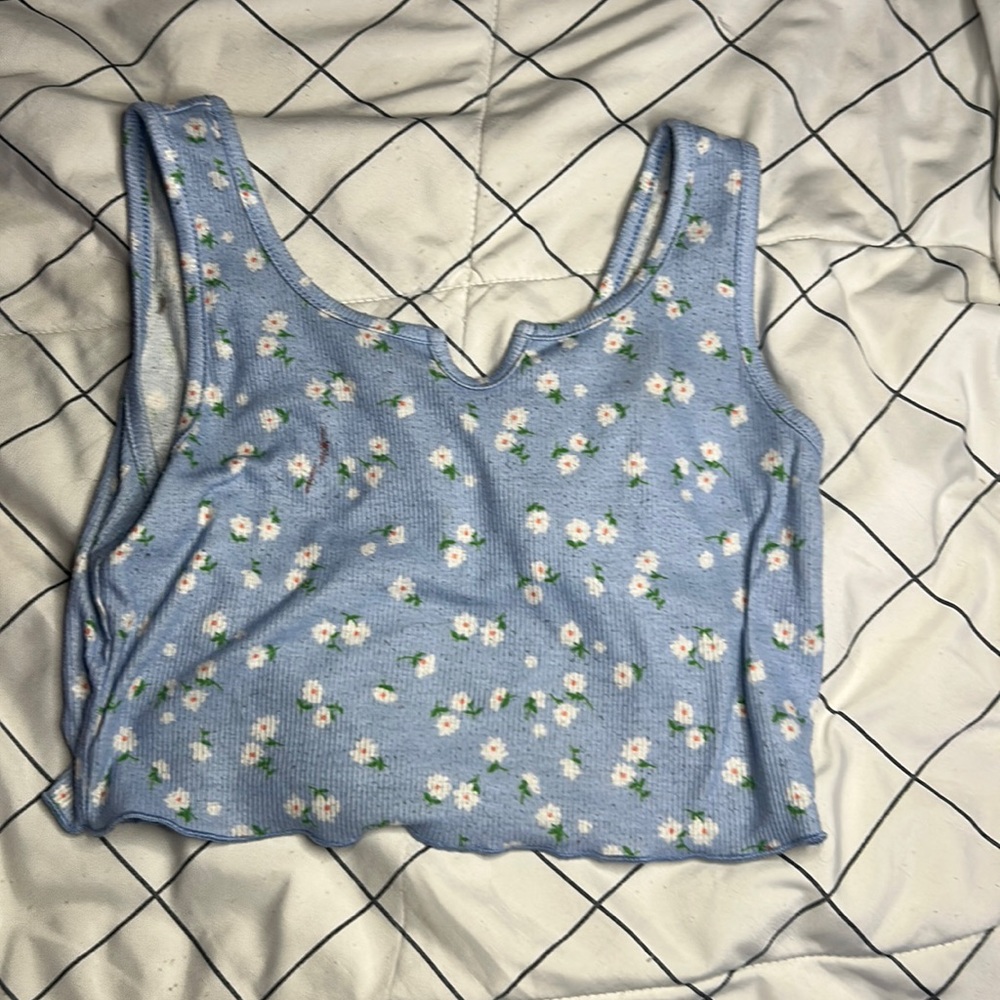 Cute Blue Floral Crop Top